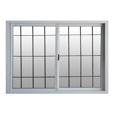 Ventana corrediza de aluminio blanco Nexo eco con reja y vidrio entero 120 x 90  L1144