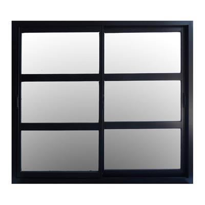 Ventana corrediza de  aluminio negro Nexo moderna con vidrio repartido horizontal 120x110 W3064