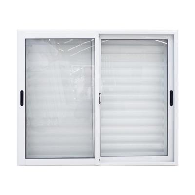 Ventana corrediza de aluminio blanco Nexo moderna  con vidrio entero y celosia corrediza 120x110  V1564