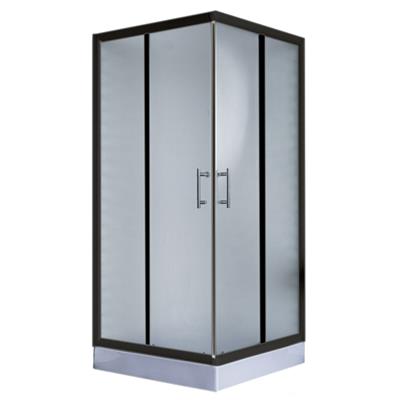 Box de ducha vidrio esmerilado con receptáculo cuadrado negro Gorena toronto 80 x 195 cm