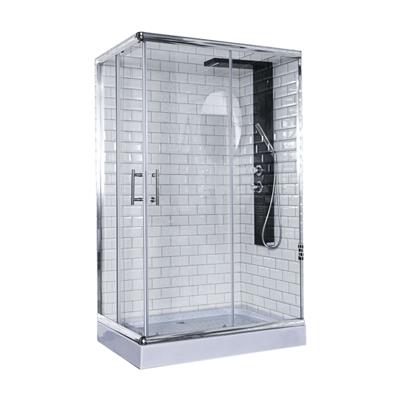 Box de ducha con receptáculo rectangular vidrio transparente cromo Gorena munich 120x80 6060ct