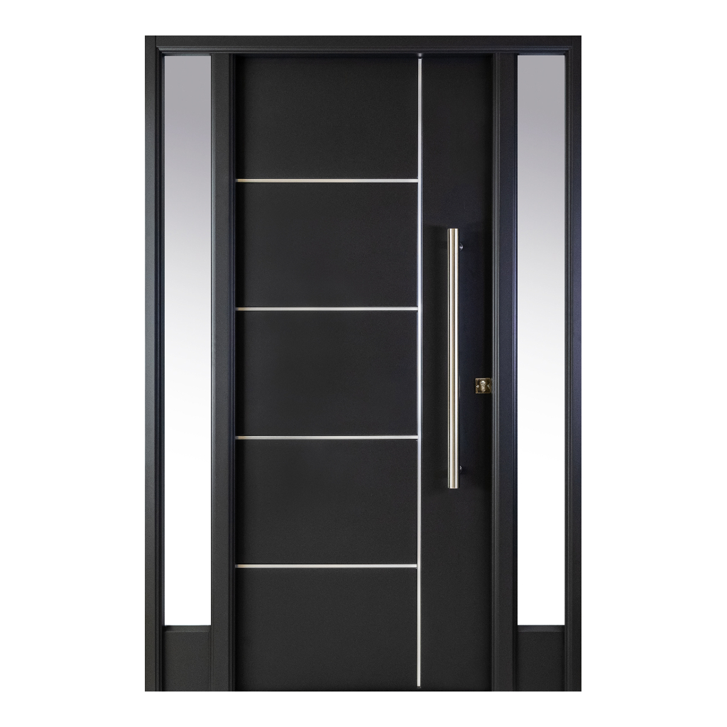 Puerta Exteriror Nexo Deluxe Style 5 Tableros y vidrio lateral DS504 Gris Plomo, , large image number 0