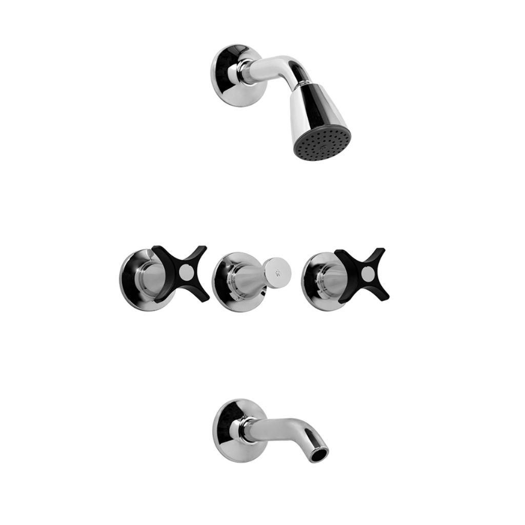 Combo de grifería para  baño fv petalo cruz negro lavatorio,bidet y bañera, , large image number 3