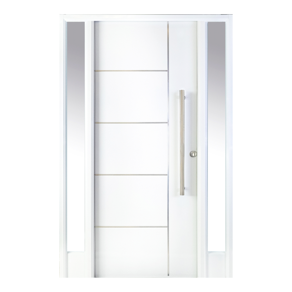 Puerta Exterior Nexo Deluxe 5 Tableros y vidrio lateral D504 Blanco, , large image number 0