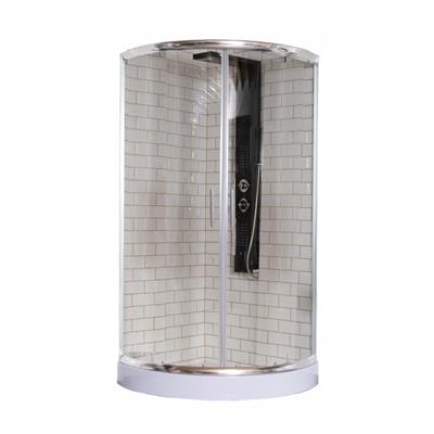 Box de ducha vidrio transparente con receptáculo semicircular cromo Gorena hong kong 80 x 195 cm