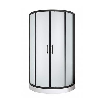 Box de ducha vidrio esmerilado con receptáculo semicircular negro Gorena hong kong 80 x 195 cm
